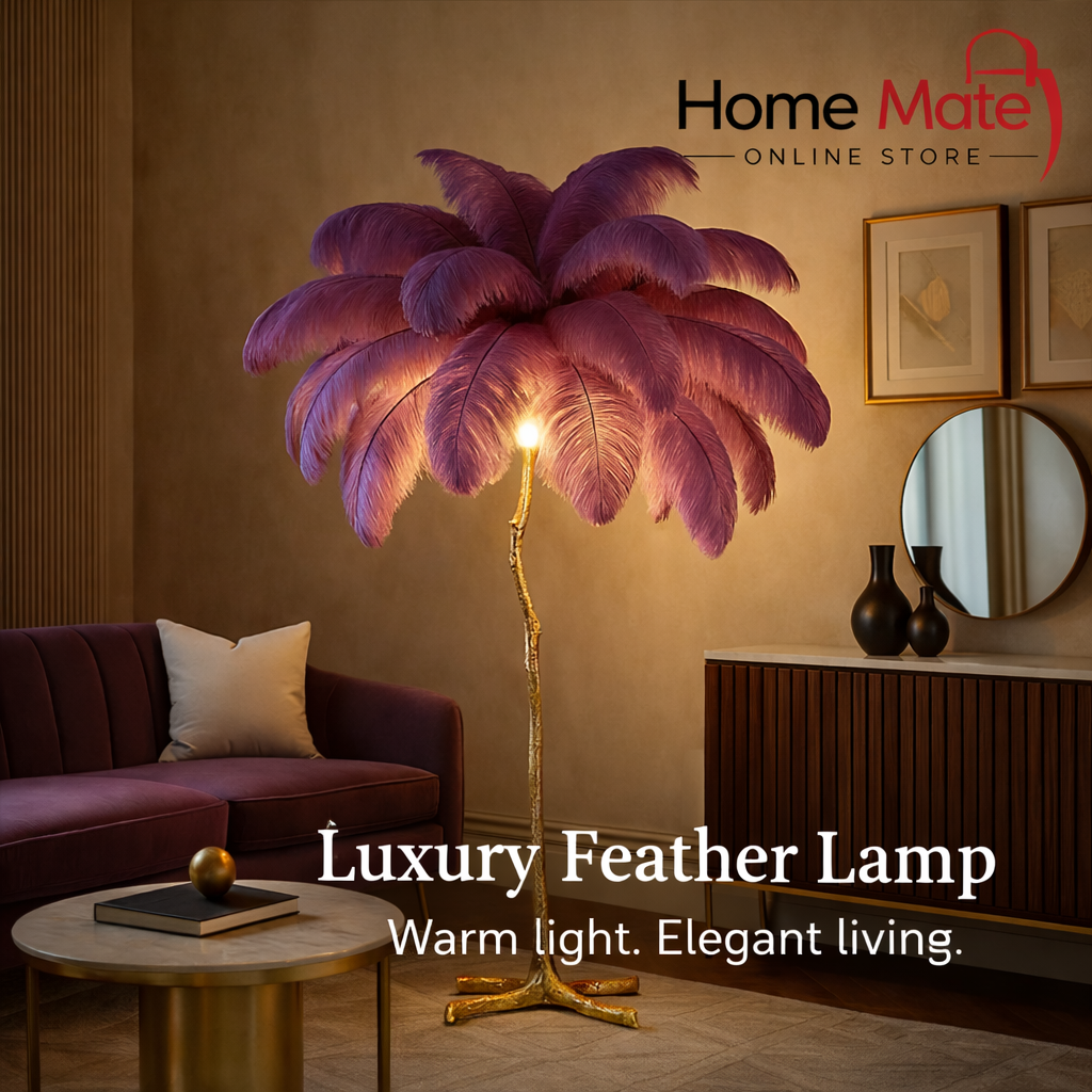 Ostrich Feather Floor Lamp (Real Feathers)