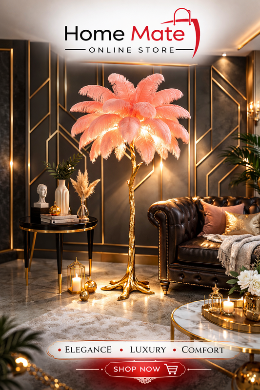 Ostrich Feather Floor Lamp (Real Feathers)