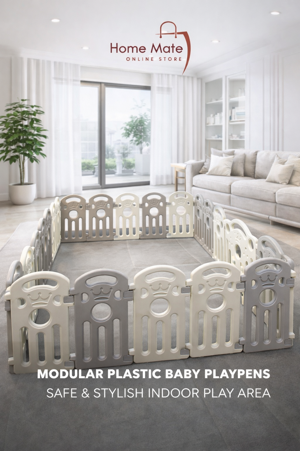Modern Grey Baby Playpen