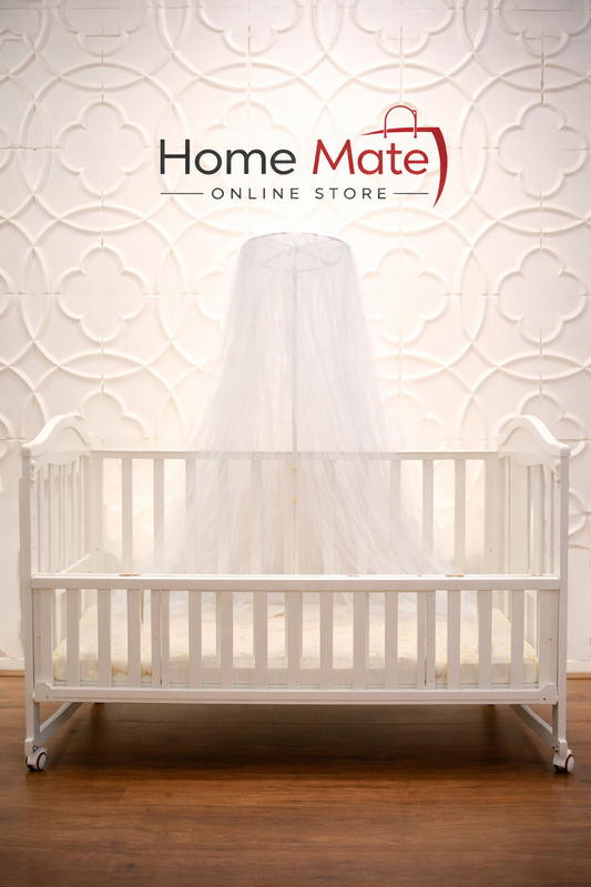 White wooden baby cot