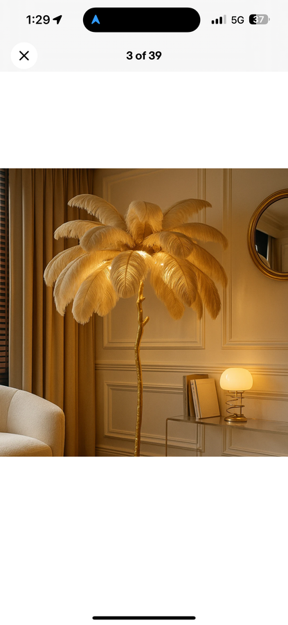 Ostrich Feather Floor Lamp (Real Feathers)