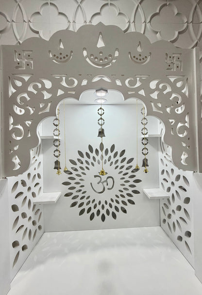 Large Wooden Mandir Cabinet with Storage & Lighting