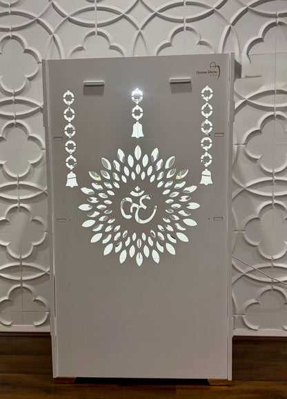 Large Wooden Mandir Cabinet with Storage & Lighting