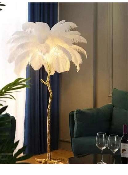 Ostrich Feather Floor Lamp (Real Feathers)