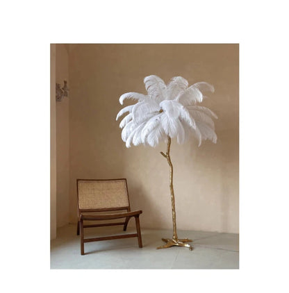 Ostrich Feather Floor Lamp (Real Feathers)