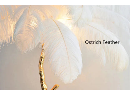 Ostrich Feather Floor Lamp (Real Feathers)