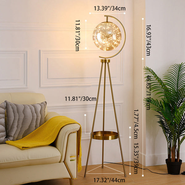 Iron Glass LED Standing Floor Lamp