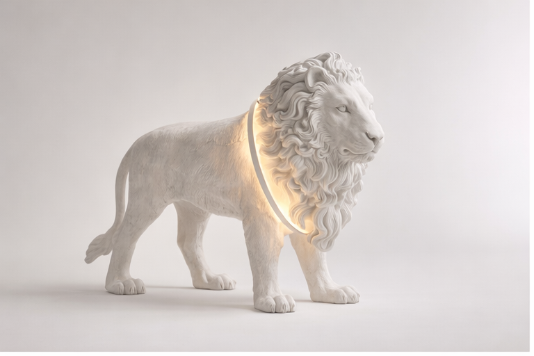 Real Size Sculpture Lion Floor Lamp
