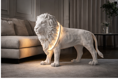 Real Size Sculpture Lion Floor Lamp