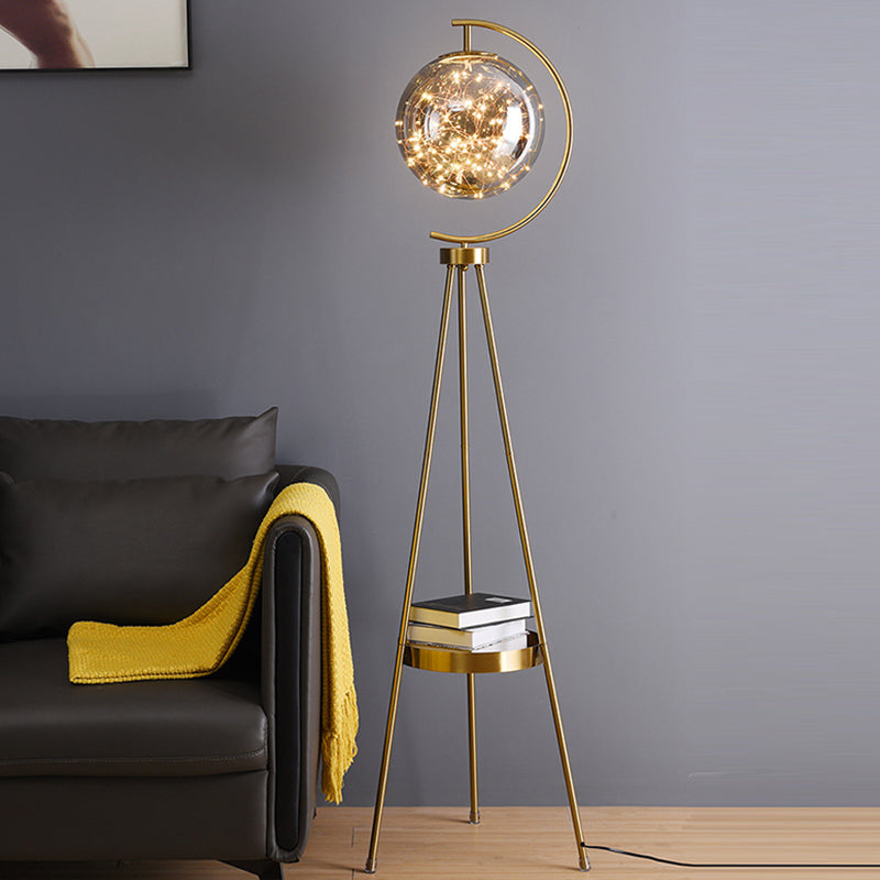 Iron Glass LED Standing Floor Lamp